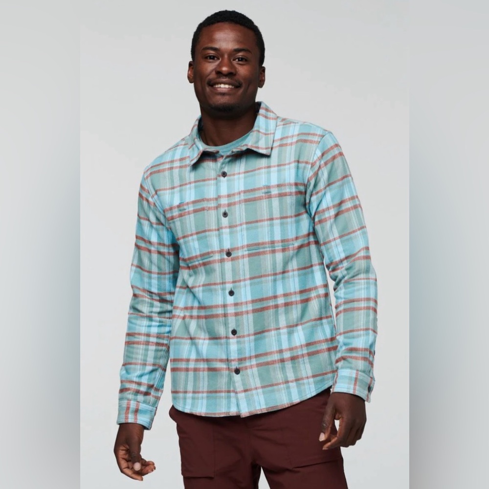 Cotopaxi Men's Mero Organic Flannel Bluegrass Plaid Button-Up, XXL